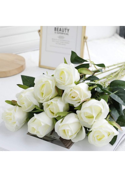10 Adet Yapay Gül Ipek Çiçek Çiçek Buketleri Beyaz Düğmede Güller (Yurt Dışından) modelleri