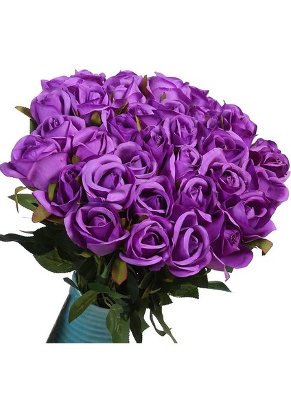 10 Adet Yapay Gül Ipek Çiçek Çiçek Buketleri Mor Çiçek Açan Güller (Yurt Dışından)