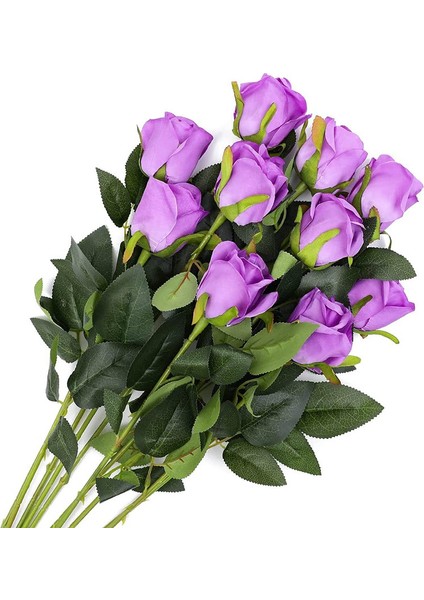 10 Adet Yapay Gül Ipek Çiçek Çiçek Buketleri Mor Çiçek Açan Güller (Yurt Dışından) fiyatları
