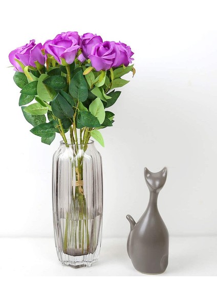 10 Adet Yapay Gül Ipek Çiçek Çiçek Buketleri Mor Çiçek Açan Güller (Yurt Dışından) fırsatları