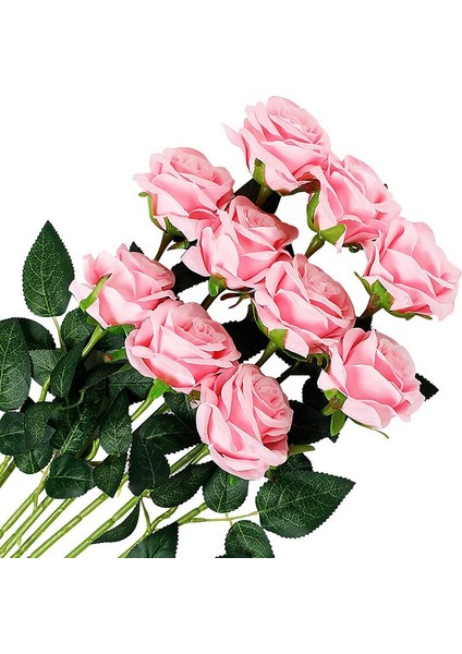 10 Adet Yapay Gül Ipek Çiçek Çiçek Buketleri Pembe Çiçek Açan Güller (Yurt Dışından) fiyatları