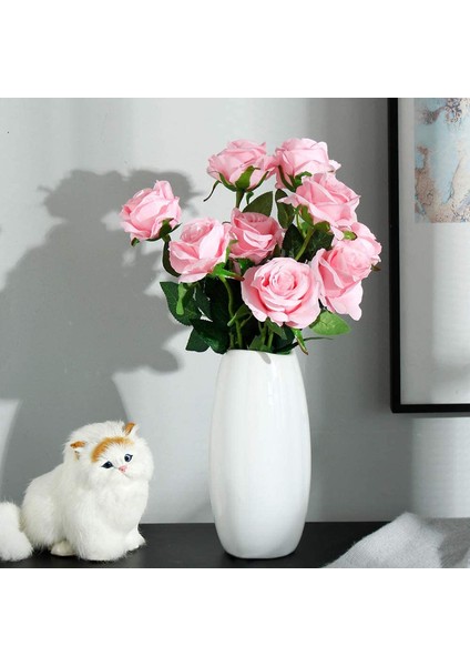 10 Adet Yapay Gül Ipek Çiçek Çiçek Buketleri Pembe Çiçek Açan Güller (Yurt Dışından) modelleri