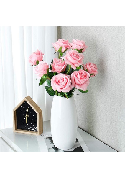 10 Adet Yapay Gül Ipek Çiçek Çiçek Buketleri Pembe Çiçek Açan Güller (Yurt Dışından) indirimleri
