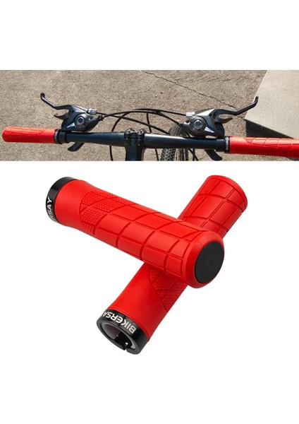 2pcsşak Dağ Bisikleti Grips Anti Slip Bmx El Kırmızı Kırmızı (Yurt Dışından)