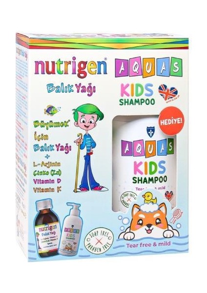 Portakal Aromalı Balık Yağı Şurubu 200 ml Aquas Kids Şampuan Hediye