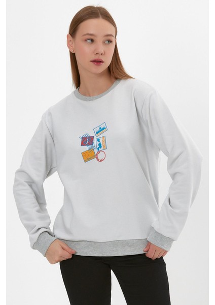 Baskılı Ribanalı Sweatshirt (E22-75600)