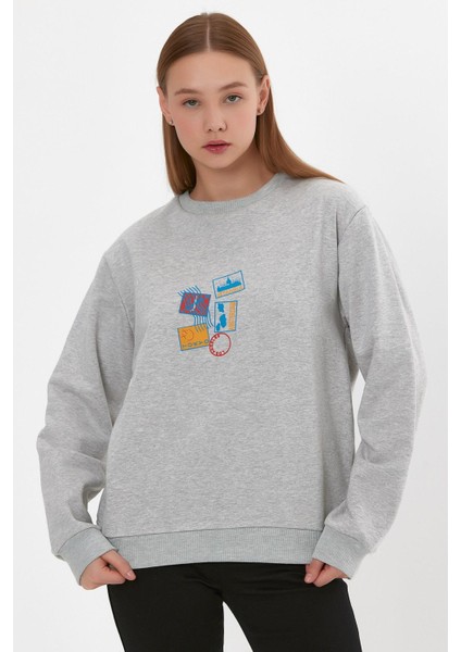 Baskılı Ribanalı Sweatshirt (E22-75600)