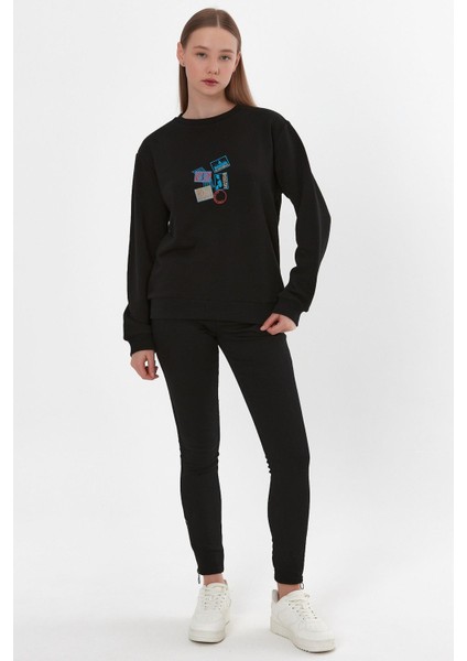 Baskılı Ribanalı Sweatshirt (E22-75600)