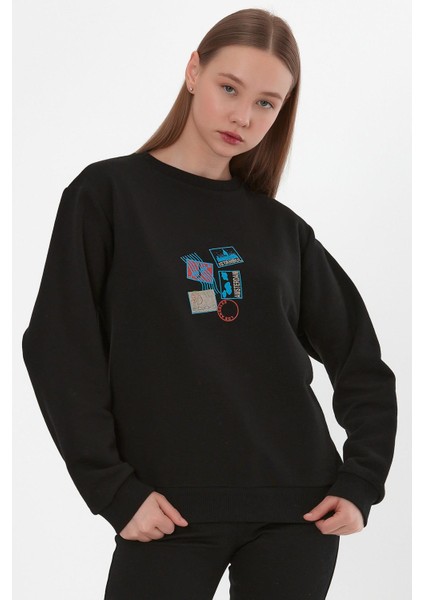 Baskılı Ribanalı Sweatshirt (E22-75600)