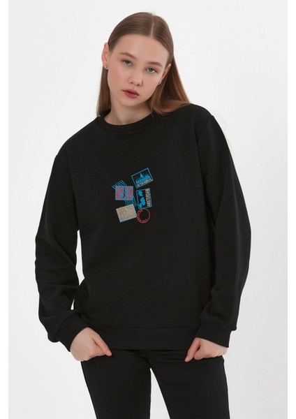 Baskılı Ribanalı Sweatshirt (E22-75600)