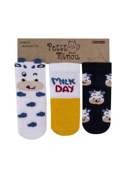 Kız Bebek 3lü 3D Mılk Day Çorap