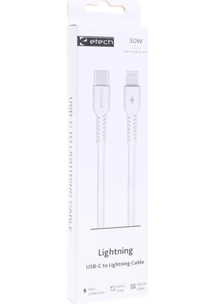 Etech DK-014 3.0A 30W Pd Lightning To Type-C USB Data Kablosu