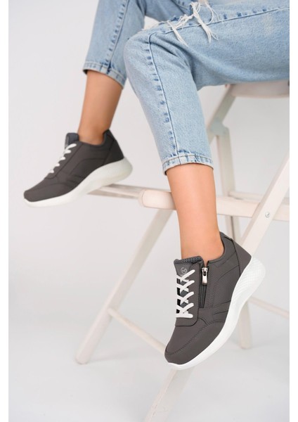 Asel Garantili Kadın Ortopedik Günlük Bağcıklı Yandan Fermuarlı Rahat Sneaker Spor Ayakkabı fırsatları