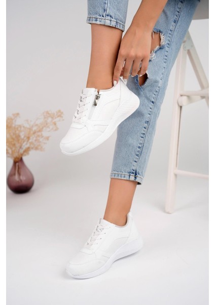Asel Garantili Kadın Ortopedik Günlük Bağcıklı Yandan Fermuarlı Rahat Sneaker Spor Ayakkabı fiyatları