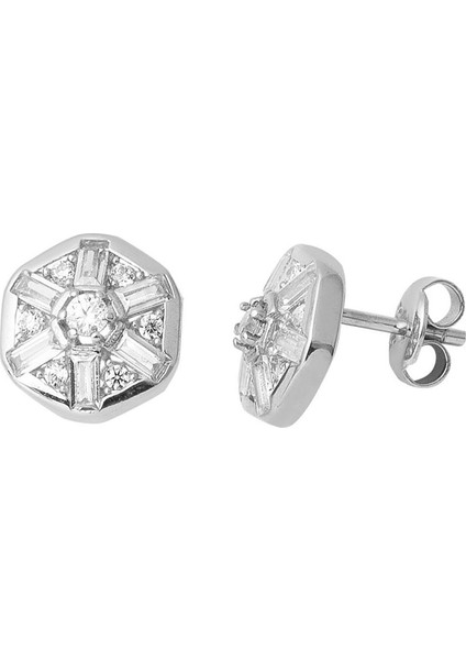 Coronet Beyaz Altın 14 Ayar Baget Küpe