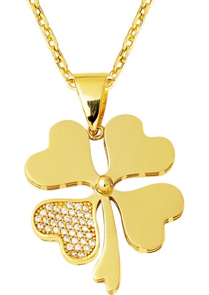4 Yapraklı Yonca 14 Ayar Altın Kolye