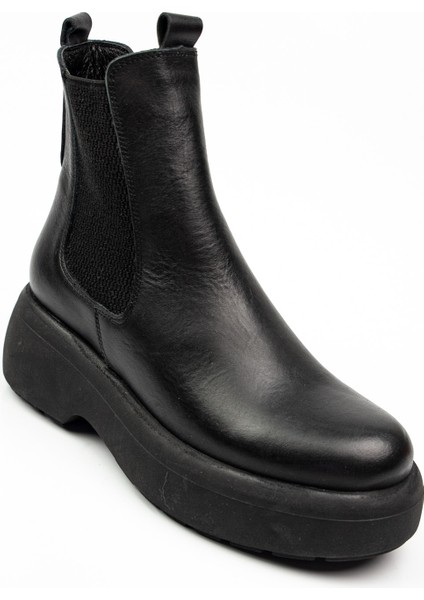 9306 Siyah Deri Kadın Bot