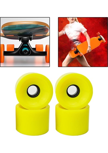 4x Longboard Wheels Set Yedek 70X51MM Skate Board Roller 78A Sertlik Sarı (Yurt Dışından)