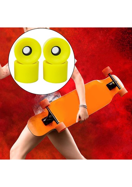 4x Longboard Wheels Set Yedek 70X51MM Skate Board Roller 78A Sertlik Sarı (Yurt Dışından)