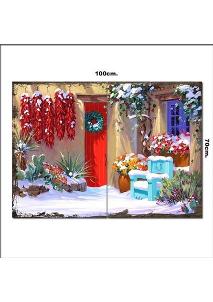 Ahşap Tablo Kar ve Çiçek 70*100CM
