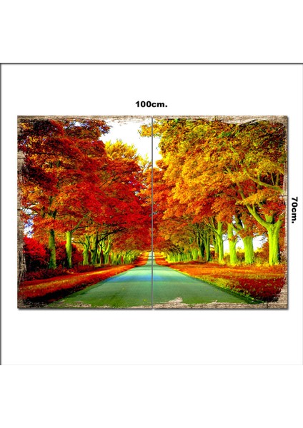 Ahşap Tablo Sonbahar ve Yol 70*100CM