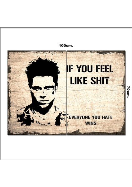 Ahşap Tablo Brad Pitt Fight Club Şekilli 70*100CM