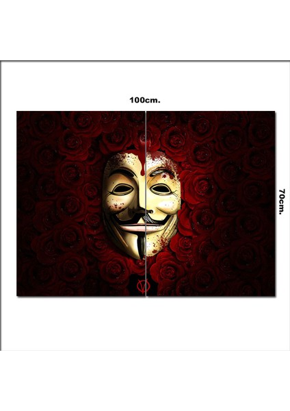 Ahşap Tablo V For Vendetta ve Güller 70*100CM