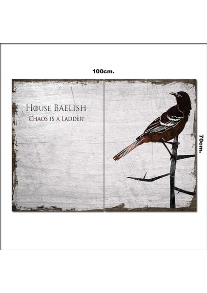 Ahşap Tablo House Of Baelish Alaycı Kuş 70*100CM