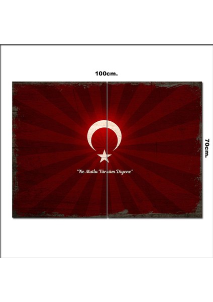 Ahşap Tablo Bayrak Atatürk Sözü Tarz 70*100CM