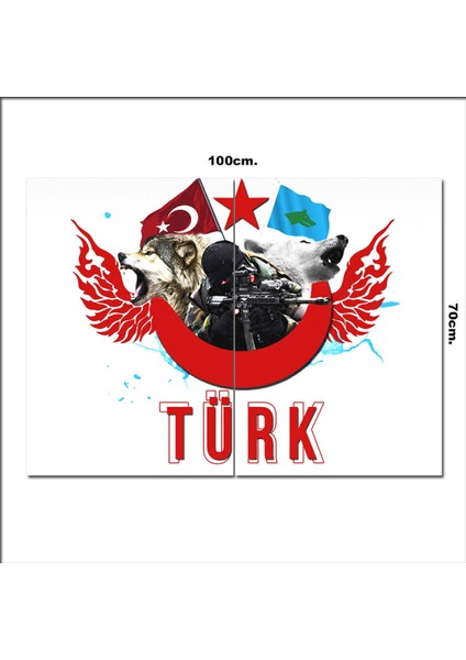 Ahşap Tablo Geçmişten Geleceğe Türk Askeri 70*100CM