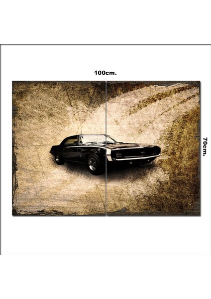 Ahşap Tablo Nostaljik Otomobil Şekilli 70*100CM