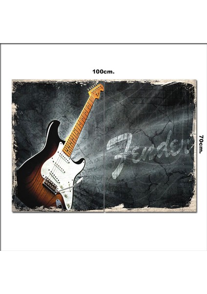 Ahşap Tablo Fender Guitar Eskitme 70*100CM