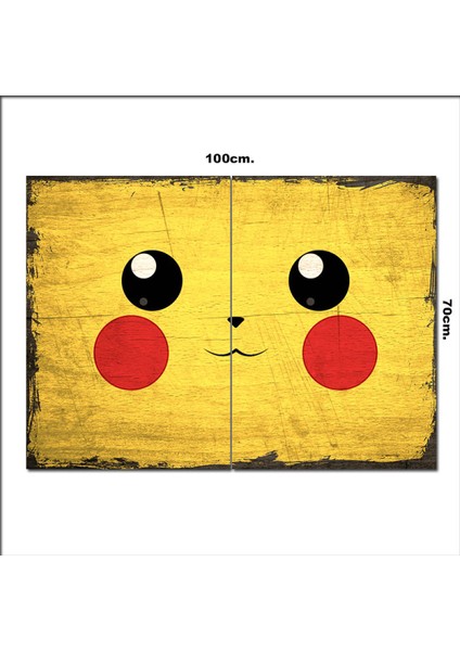 Ahşap Tablo Pokemon Pikachu Yüzü Desenli 70*100CM