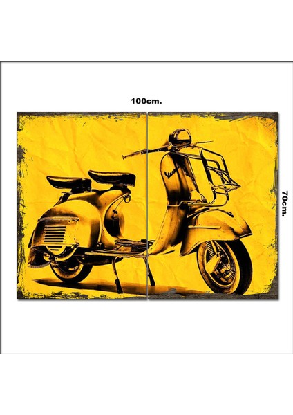 Ahşap Tablo Vespa Motorsiklet 70*100CM