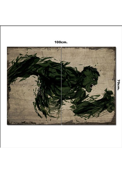 Ahşap Tablo Yeşil Dev Hulk Baskılı 70*100CM