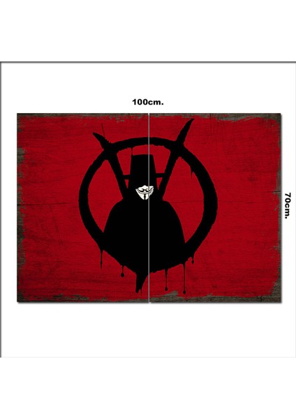 Ahşap Tablo V For Vendetta Şekilli 70*100CM