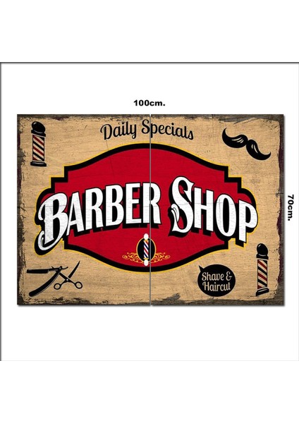 Ahşap Tablo Berber Dükkanı 70*100CM