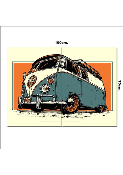 Ahşap Tablo Volkswagen Minibüs Görseli 70*100CM