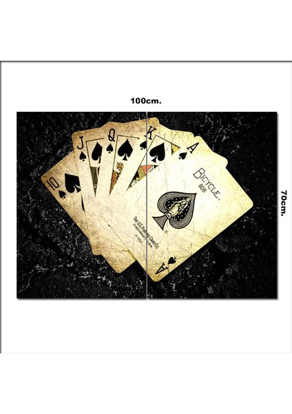 Ahşap Tablo Maça Royal Flush Şekilli 70*100CM