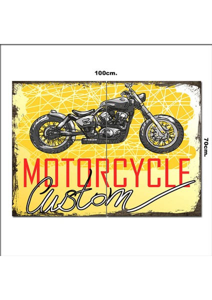 Ahşap Tablo Eski Motorsiklet 70*100CM