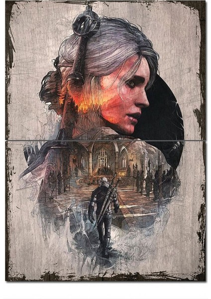 Ahşap Tablo Eski Witcher 3 Steelbook Art Görseli Dekoratif Ahşap Tablo