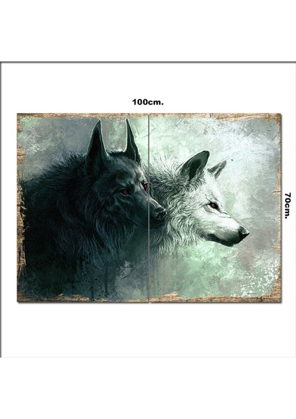 Ahşap Tablo Savaşçı Kurtlar 70*100CM