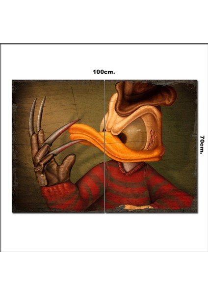 Ahşap Tablo Donald Duck As Freddy Krueger Baskılı 70*100CM