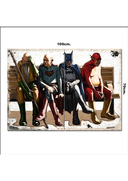Ahşap Tablo Retro Yaşlanmış Süper Kahramanlar 70*100CM
