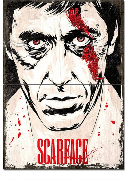 Ahşap Tablo Yaralı Yüz Scarface Model Ahşap Tablo