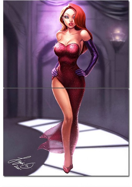 Ahşap Tablo Jessica Rabbit Tasarım Ahşap Tablo