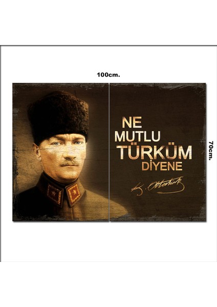 Ahşap Tablo Atatürk ve Sözü Baskılı 70*100CM