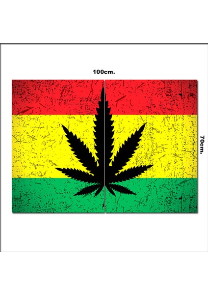 Ahşap Tablo Cannabis Yaprak Resmi 70*100CM