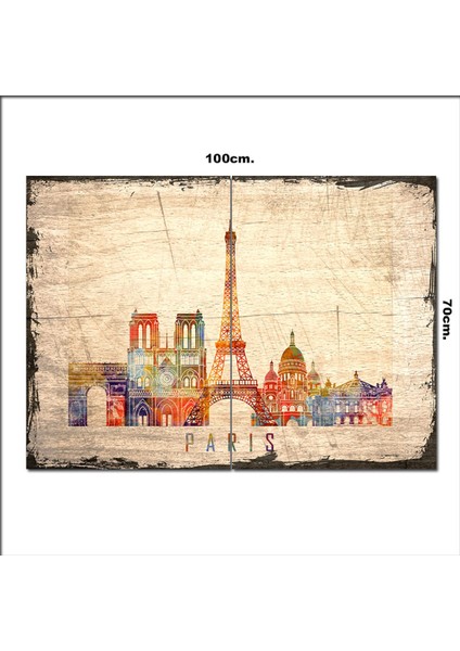 Ahşap Tablo Minyatür Paris Şekilli 70*100CM