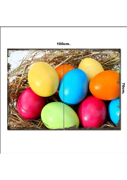 Ahşap Tablo Renkli Yumurtalar 70*100CM